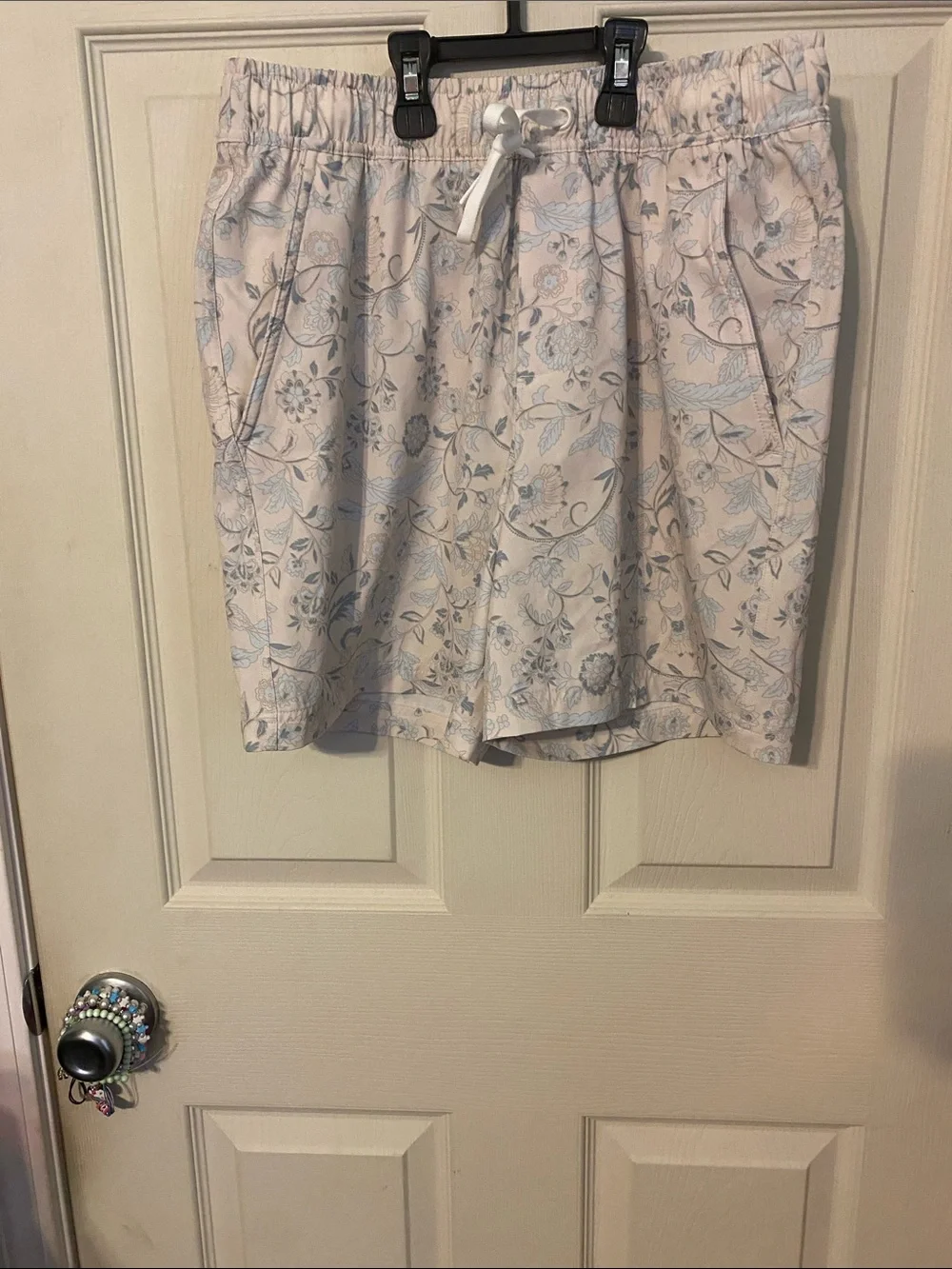 all in motion Cream Drawstring Swimming Shorts with Light Blue Floral Print